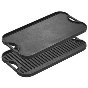 Lodge LPGI3 Parrilla Reversible de hierro fundido, 20 pulgadas x 10.4 pulgadas, 1 pieza