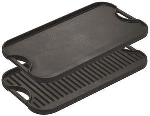 Lodge LPGI3 Parrilla Reversible de hierro fundido, 20 pulgadas x 10.4 pulgadas, 1 pieza