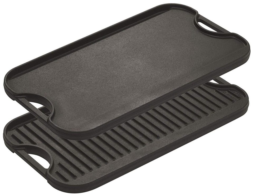 Lodge LPGI3 Parrilla Reversible de hierro fundido, 20 pulgadas x 10.4 pulgadas, 1 pieza