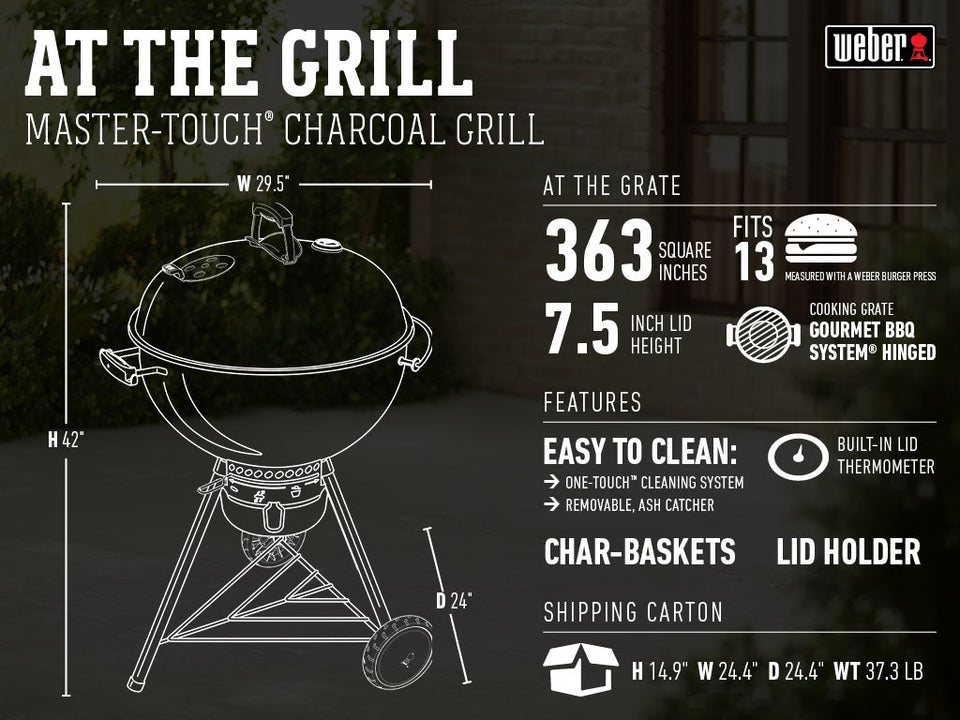 Weber 14501001 Asador de Carbón Master Touch, 22"