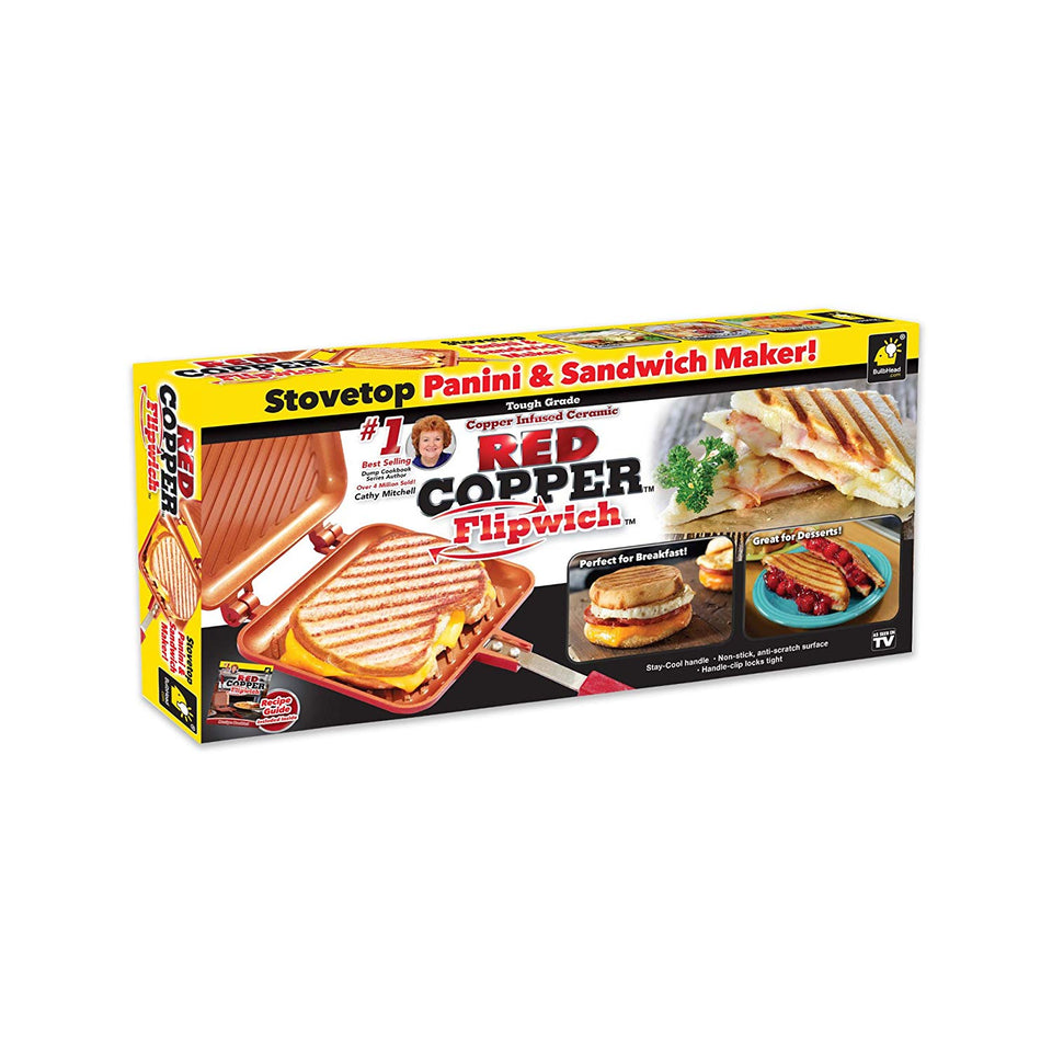 Cobre rojo flipwich antiadherente Sandwich y a la parrilla panini Maker Bulbhead