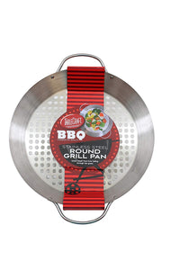 Tablecraft 12" Diameter Stainless Steel Grill Pan with Handles, Silver