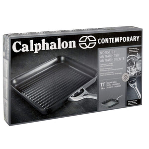 Calphalon Olla antiadherente de aluminio anodizado contemporáneo, cuadrada, 28 cm, color negro