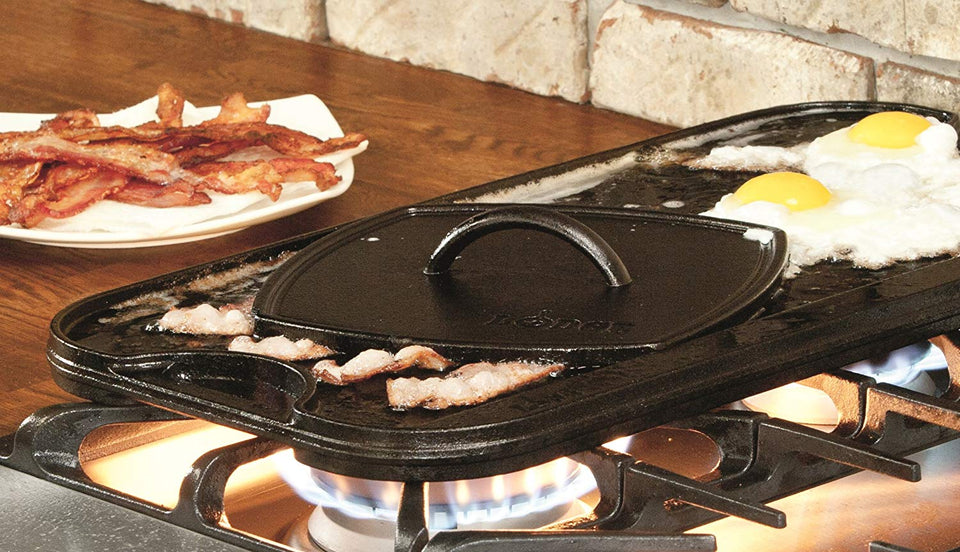 Lodge LPGI3 Parrilla Reversible de hierro fundido, 20 pulgadas x 10.4 pulgadas, 1 pieza