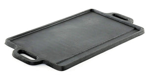 ProSource hg-1101-griddle - Parrilla de hierro fundido con doble quemador reversible, resistente, profesional, 50.80 cm x 23 cm, color negro