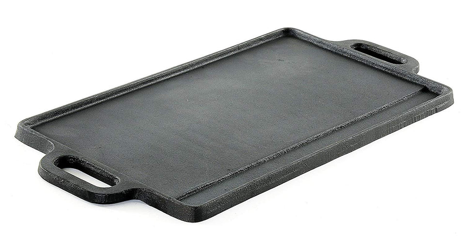 ProSource hg-1101-griddle - Parrilla de hierro fundido con doble quemador reversible, resistente, profesional, 50.80 cm x 23 cm, color negro