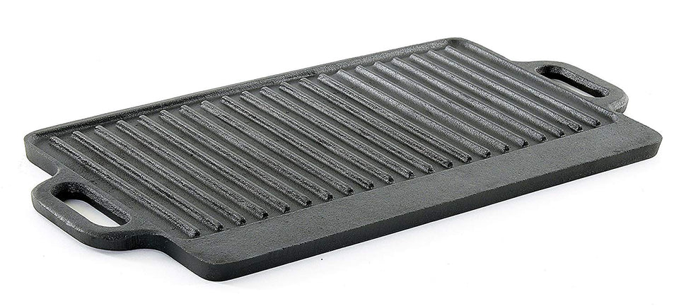 ProSource hg-1101-griddle - Parrilla de hierro fundido con doble quemador reversible, resistente, profesional, 50.80 cm x 23 cm, color negro