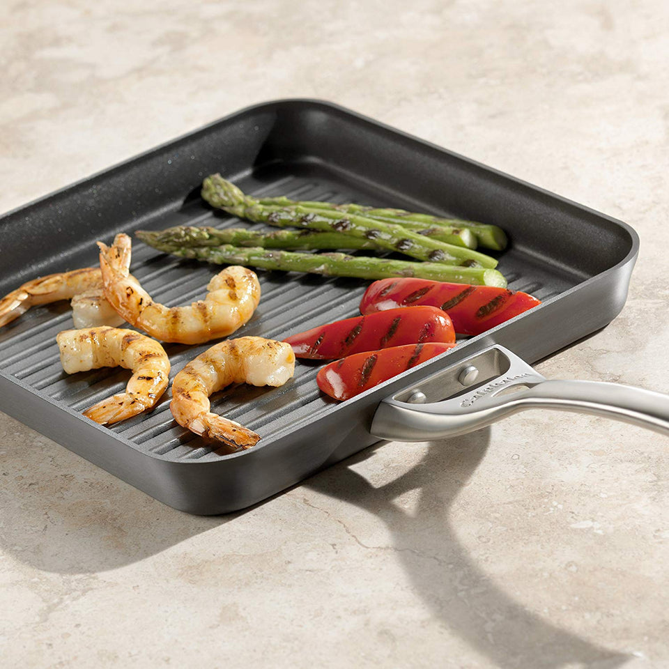 Calphalon Olla antiadherente de aluminio anodizado contemporáneo, cuadrada, 28 cm, color negro