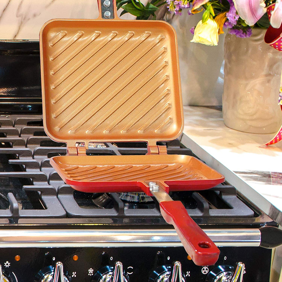 Cobre rojo flipwich antiadherente Sandwich y a la parrilla panini Maker Bulbhead