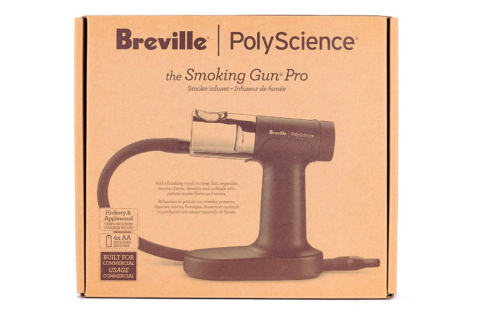 PolyScience - Pistola de fumar para fumar (acero inoxidable 18/8, 6,4 x 4,9 x 2,4 cm), color plateado y negro, The Smoking Gun Pro, Negro, 1