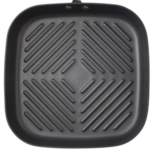 Rachael Ray Cucina sartén antiadherente anodizado duro, rojo, gris (Gray with Red Handles), 11-in Deep Square Grill Pan, 1