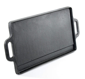 ProSource hg-1101-griddle - Parrilla de hierro fundido con doble quemador reversible, resistente, profesional, 50.80 cm x 23 cm, color negro
