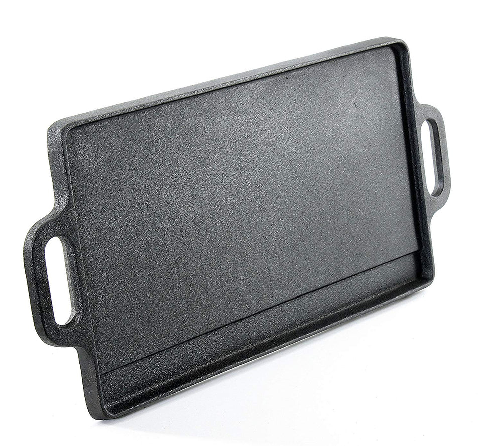 ProSource hg-1101-griddle - Parrilla de hierro fundido con doble quemador reversible, resistente, profesional, 50.80 cm x 23 cm, color negro