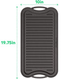 Vremi 20 inch Cast Iron Griddle for Kitchen Stove Top - Large Nonstick Two Burner Flat Universal Pancake Grill Griddle Pan Pre-seasoned Reversible Portable for Indoor Oven Gas Stovetop or Outdoor BBQ