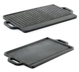 ProSource hg-1101-griddle - Parrilla de hierro fundido con doble quemador reversible, resistente, profesional, 50.80 cm x 23 cm, color negro